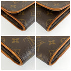 Louis Vuitton Monogram Pochette Twin GM Shoulder Bag Brown Gold Leather — view 4