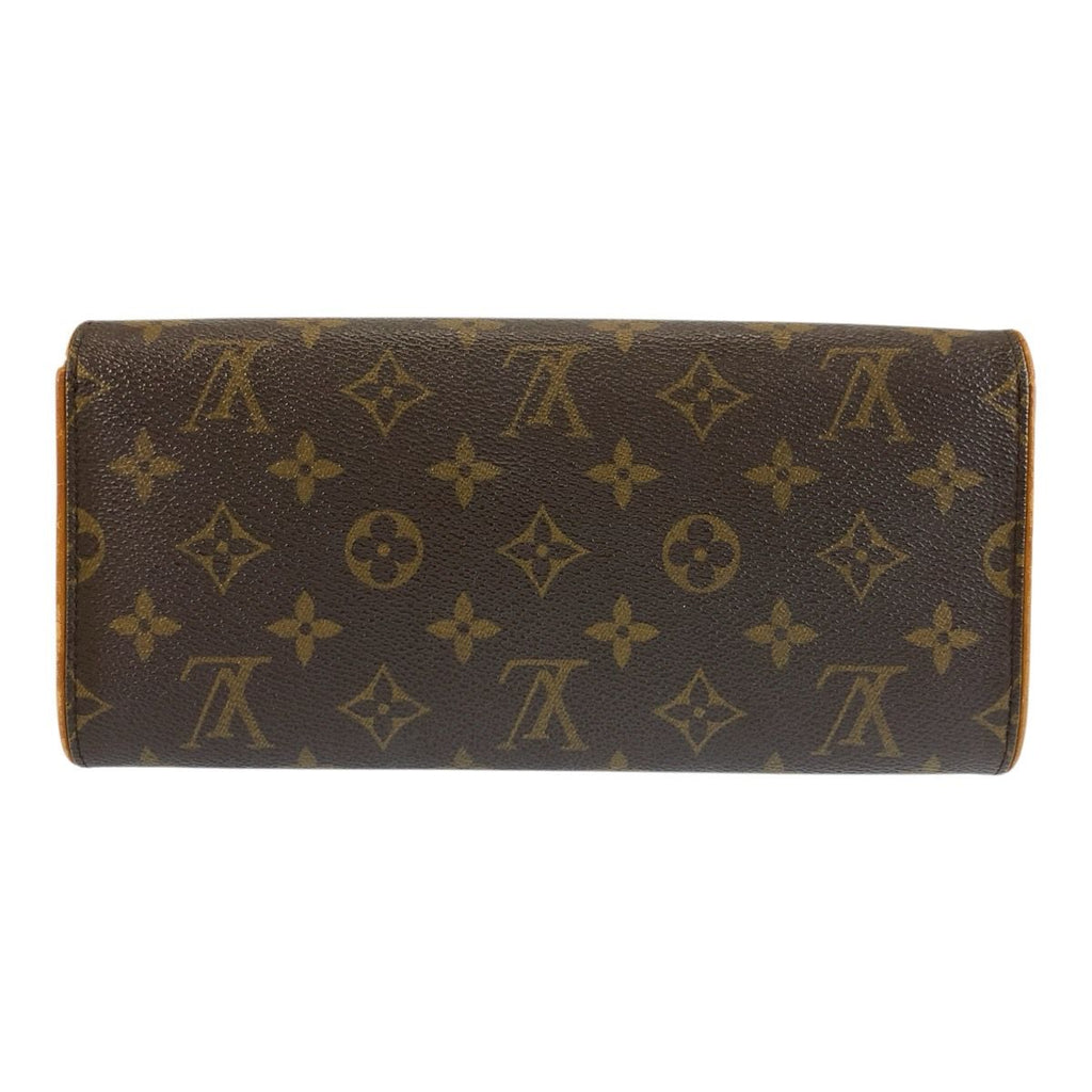 Louis Vuitton Monogram Pochette Twin GM Shoulder Bag Brown Gold Leather — view 2