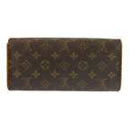 Louis Vuitton Monogram Pochette Twin GM Shoulder Bag Brown Gold Leather — view 2
