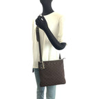 Gucci GG Pattern Shoulder Bag Brown Silver Nylon Leather — view 7