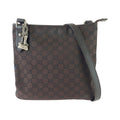 Gucci GG Pattern Shoulder Bag Brown Silver Nylon Leather
