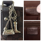 Gucci GG Pattern Shoulder Bag Brown Silver Nylon Leather — view 4