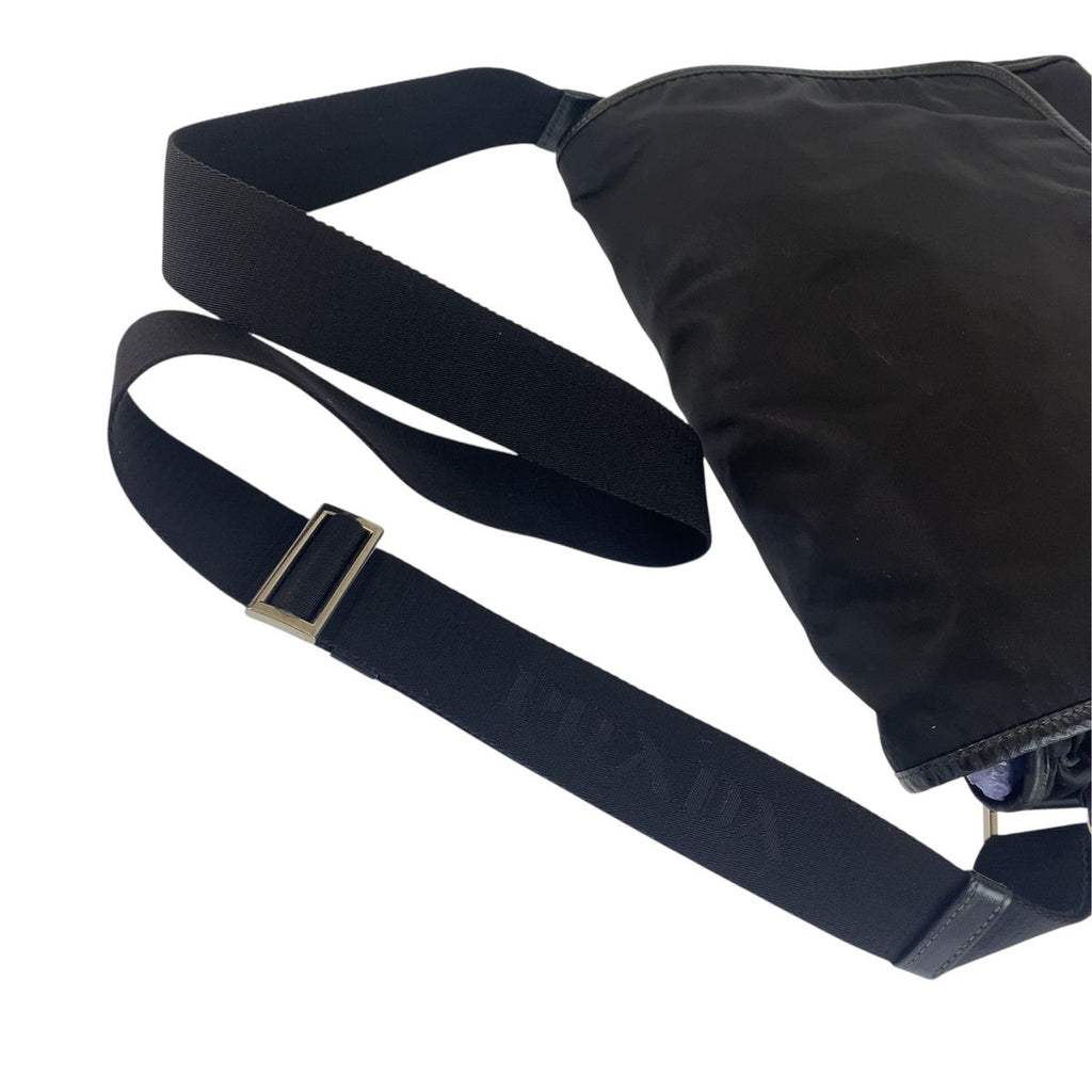 Prada Tessuto Jacquard Logo Shoulder Bag Black Nylon — view 4