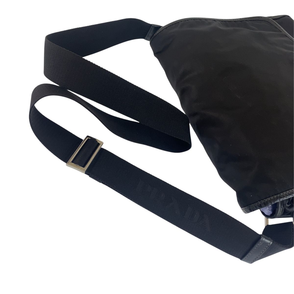 Prada Tessuto Jacquard Logo Shoulder Bag Black Nylon — view 4