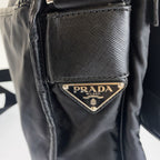 Prada Tessuto Jacquard Logo Shoulder Bag Black Nylon — view 5
