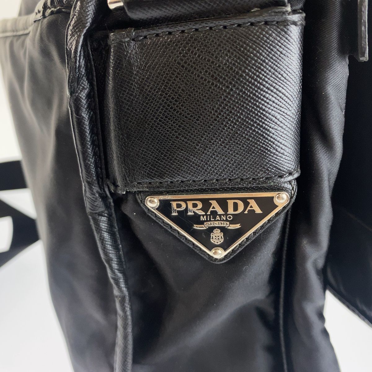 Prada Tessuto Jacquard Logo Shoulder Bag Black Nylon — view 5