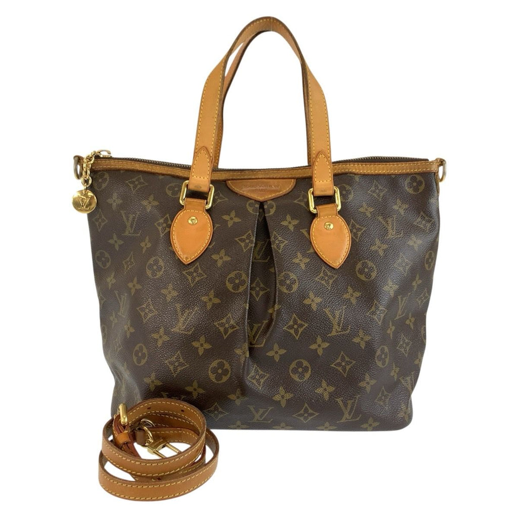 Louis Vuitton Monogram Palermo PM 2-Way Shoulder Bag Brown Gold Leather