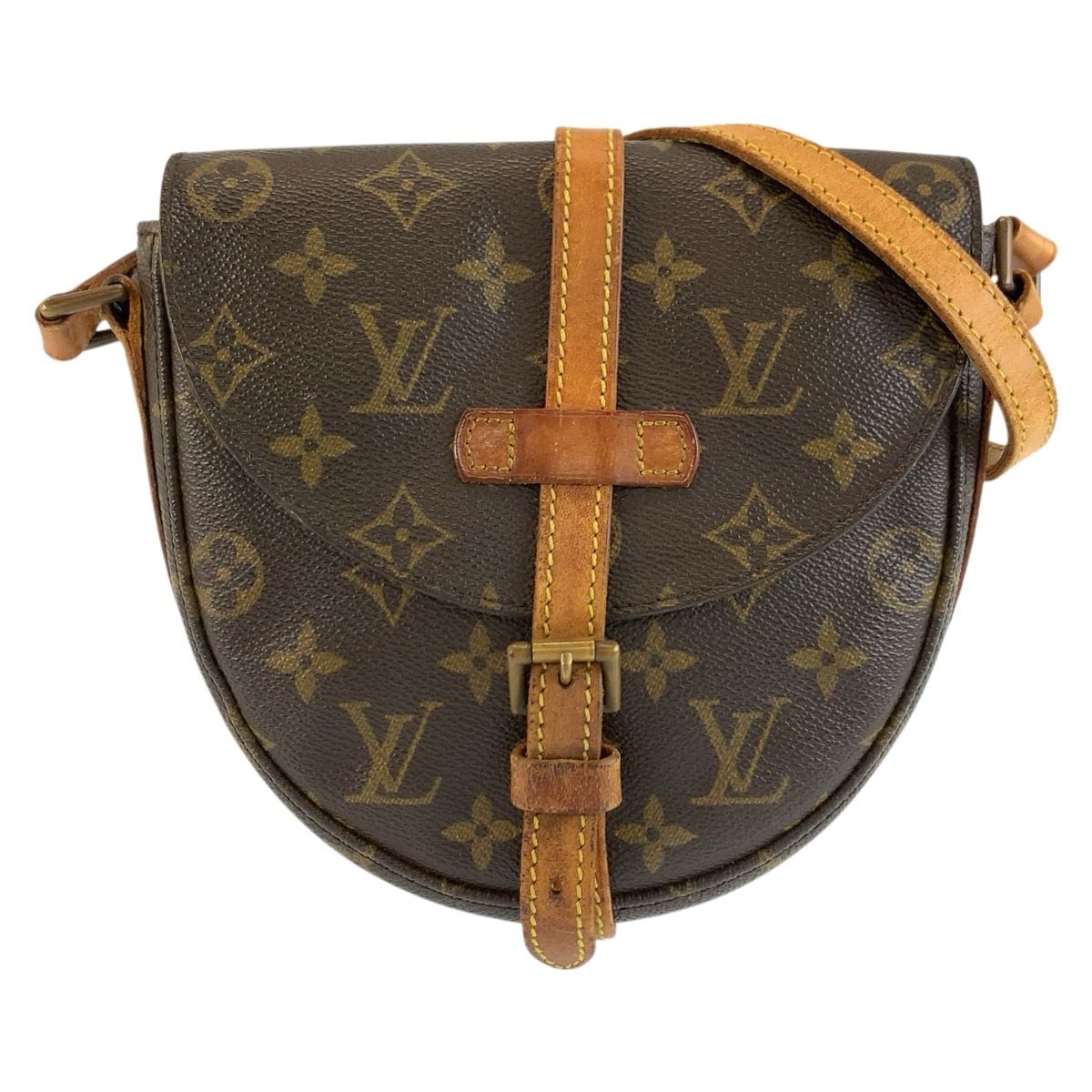 Louis Vuitton Monogram Chantilly PM Shoulder Bag Pochette Brown Gold Leather