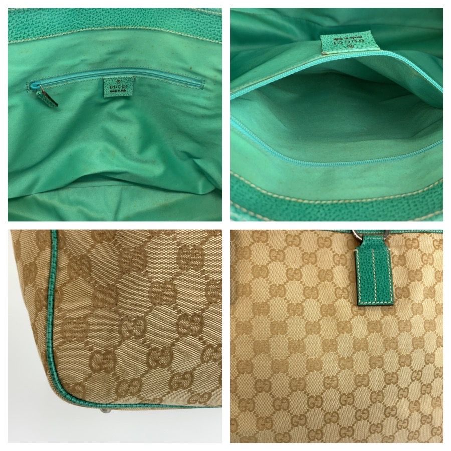 Gucci GG Canvas Tote Shoulder Bag Green Beige — view 5