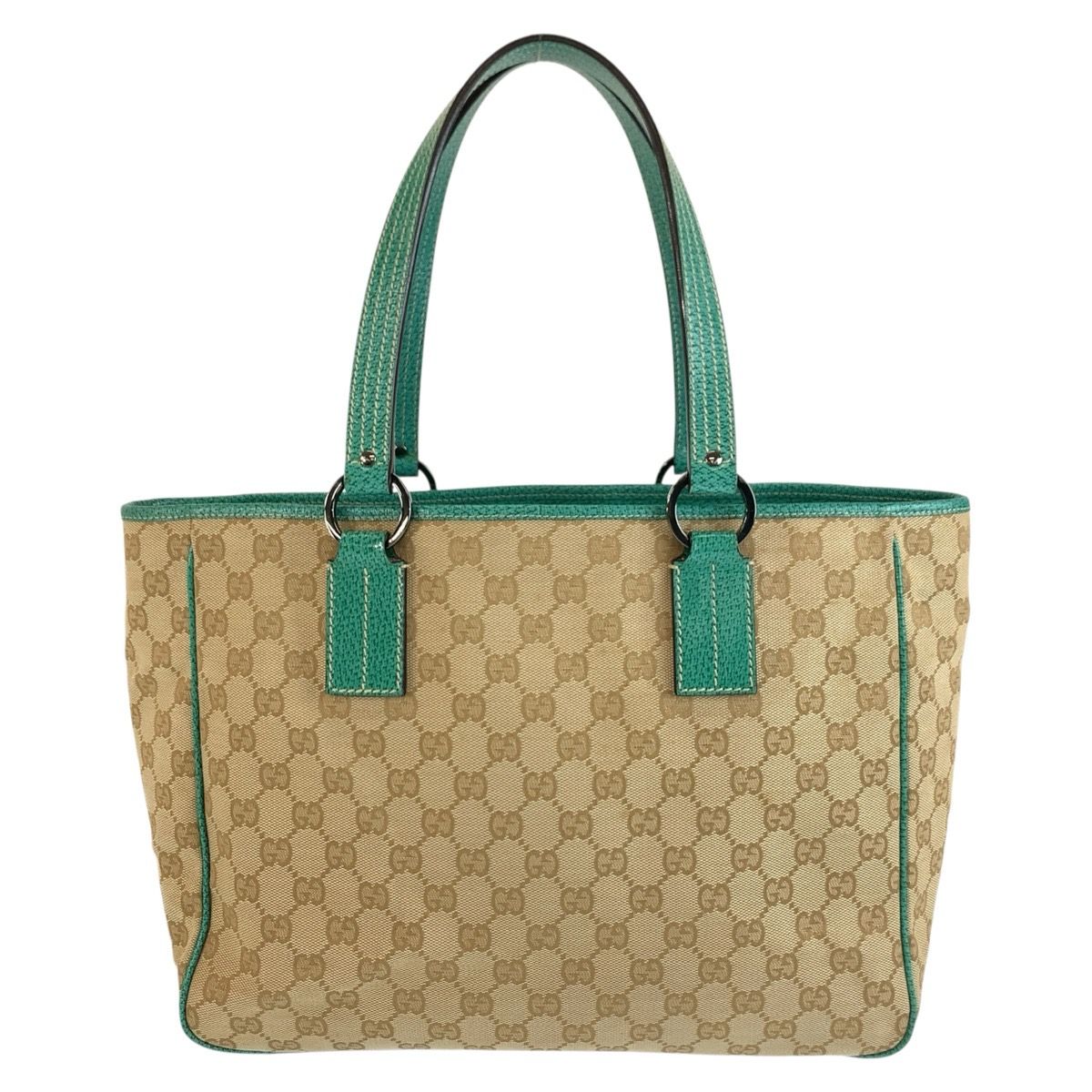 Gucci GG Canvas Tote Shoulder Bag Green Beige — view 2