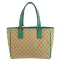 Gucci GG Canvas Tote Shoulder Bag Green Beige