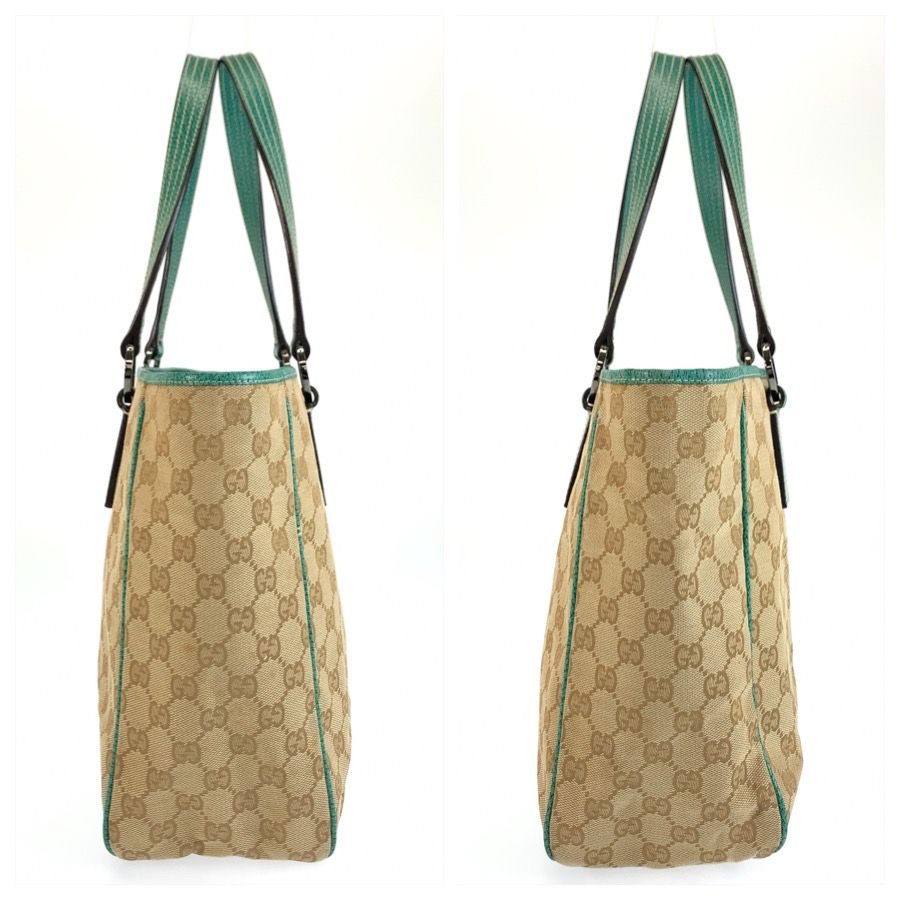 Gucci GG Canvas Tote Shoulder Bag Green Beige — view 8