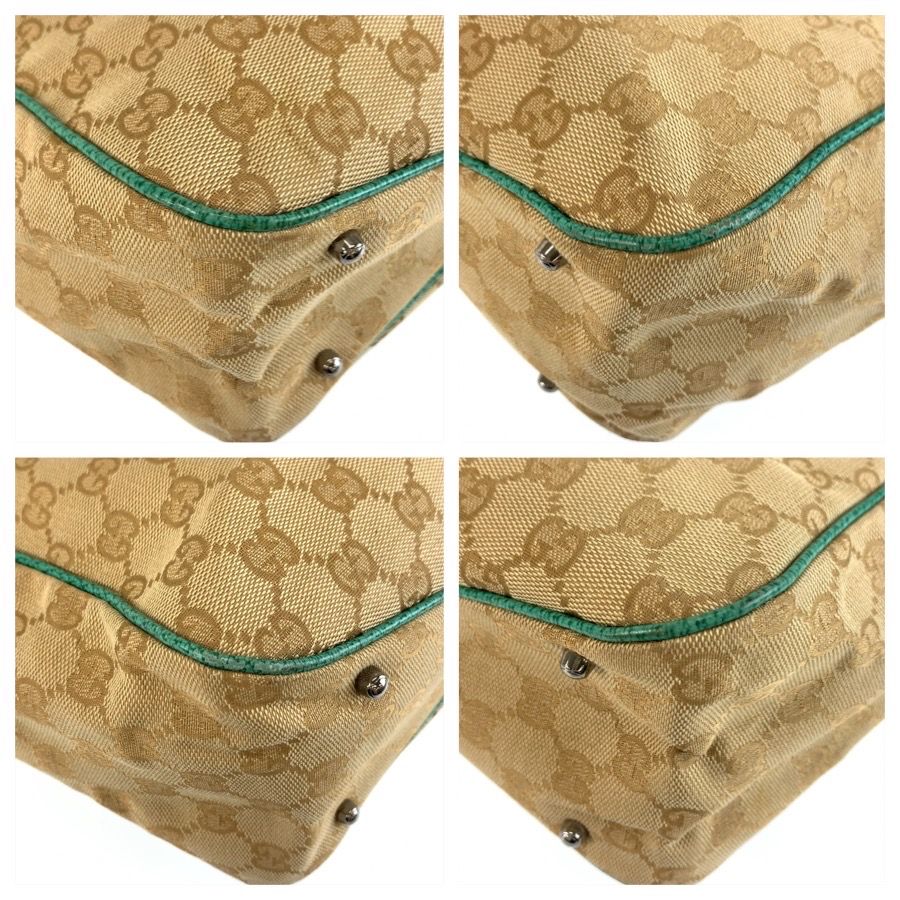 Gucci GG Canvas Tote Shoulder Bag Green Beige — view 4