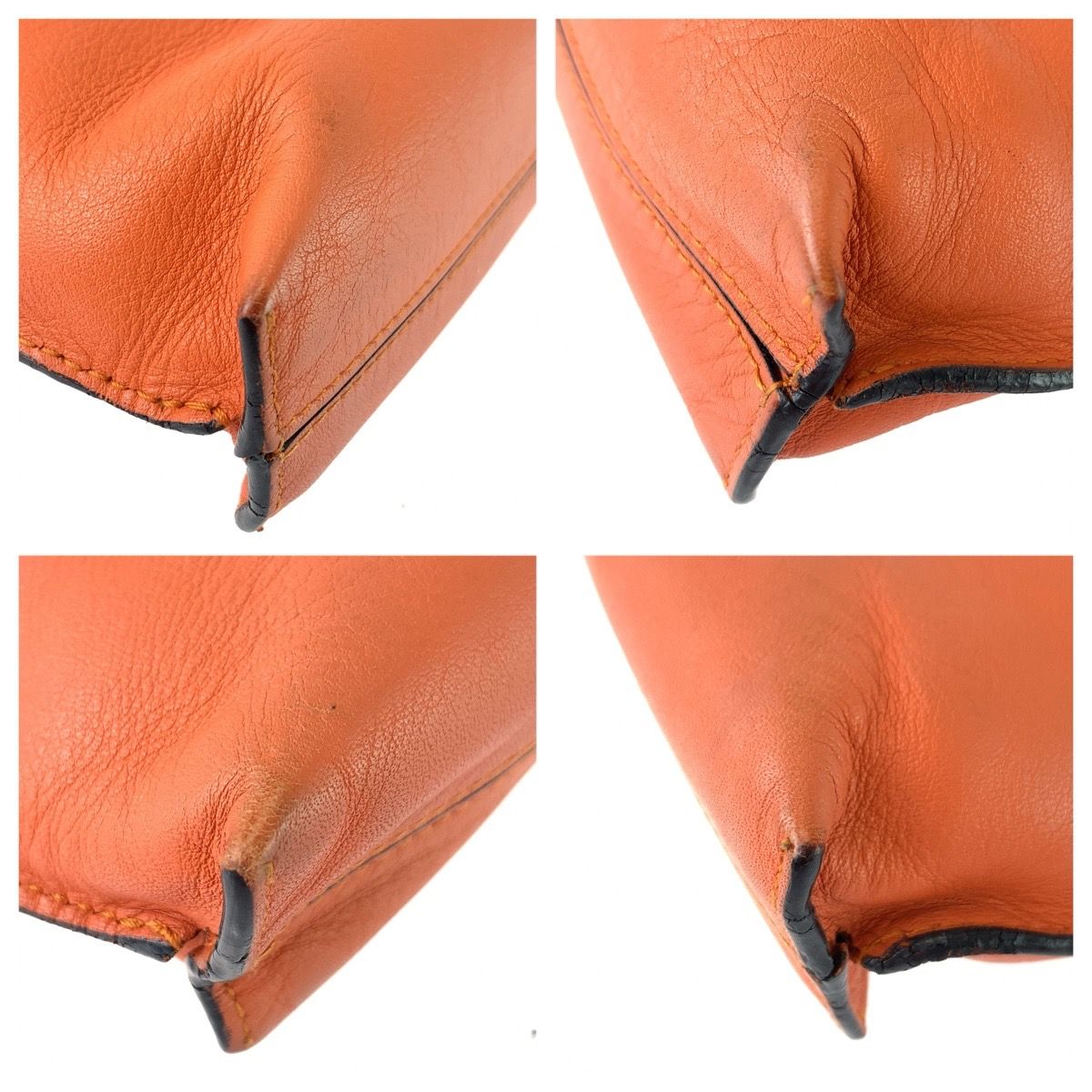Loewe Pouch Makeup Case Orange Silver Leather — view 3