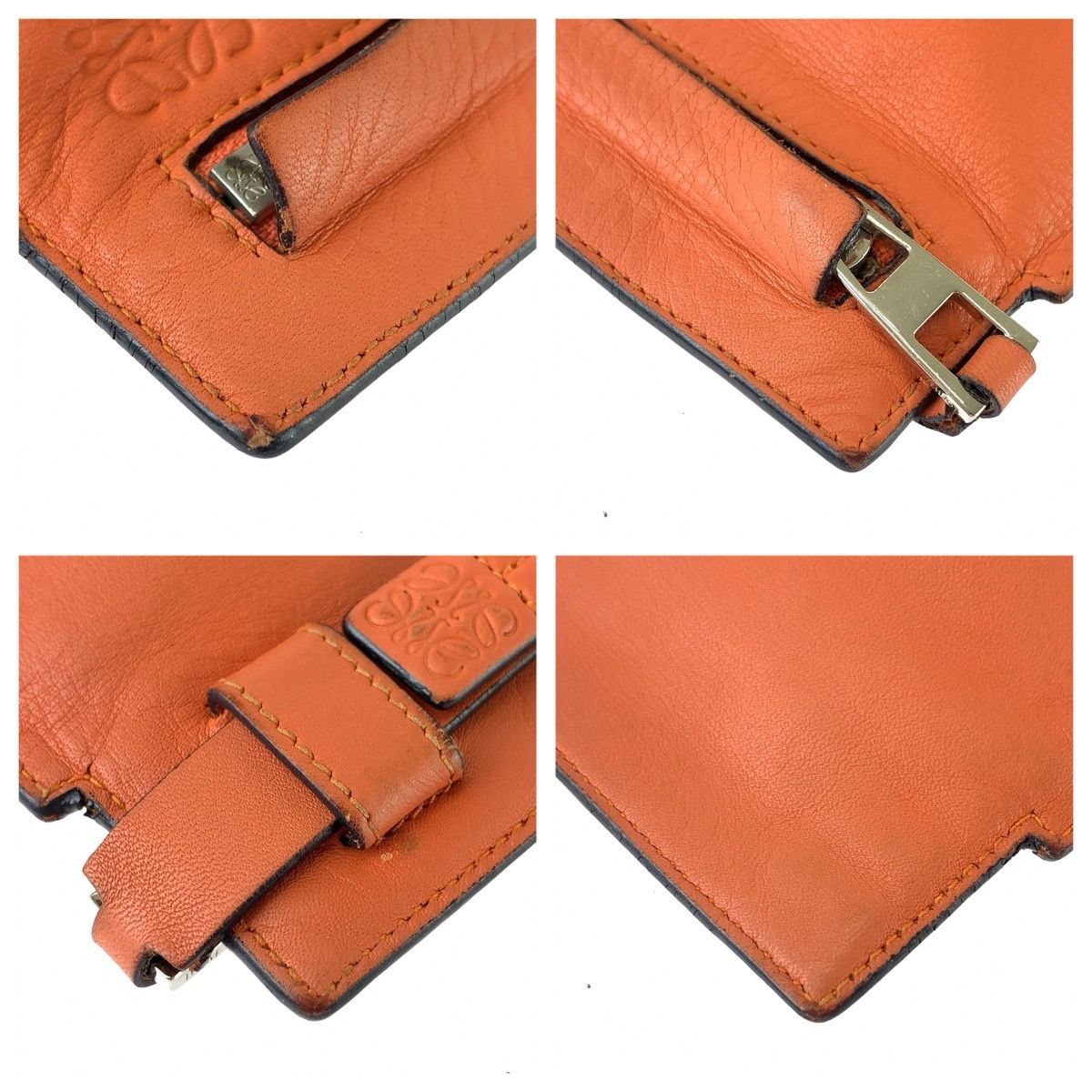 Loewe Pouch Makeup Case Orange Silver Leather — view 4