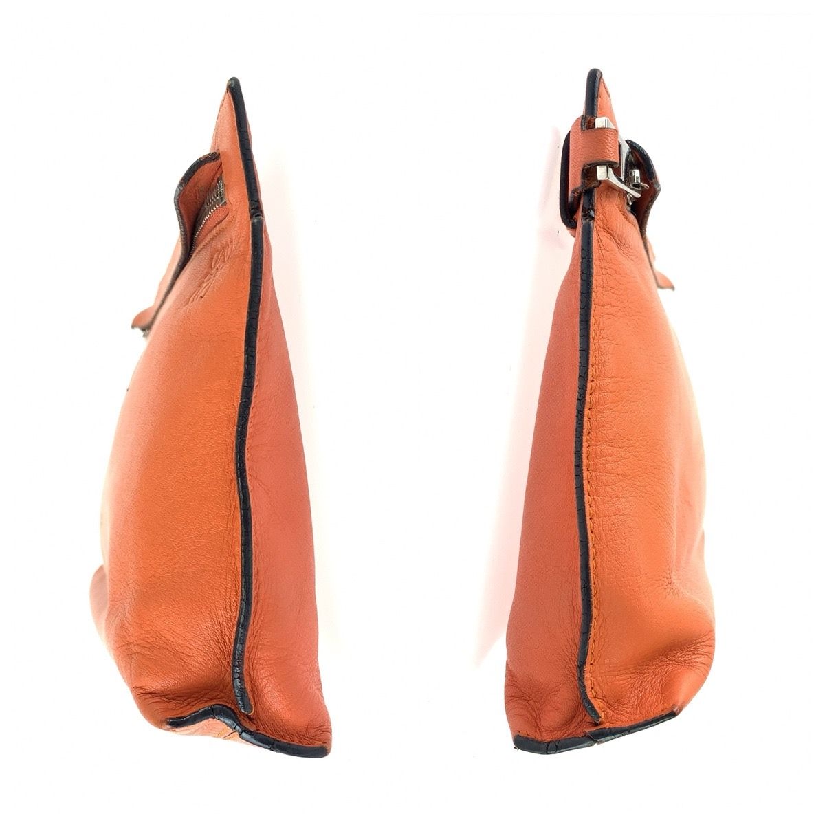 Loewe Pouch Makeup Case Orange Silver Leather — view 7