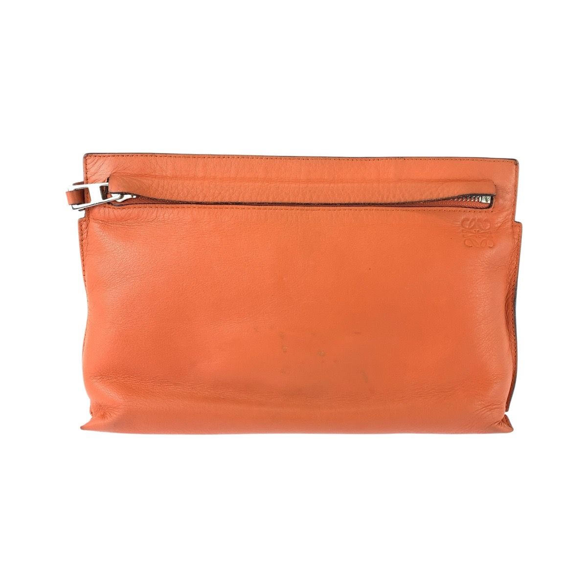 Loewe Pouch Makeup Case Orange Silver Leather