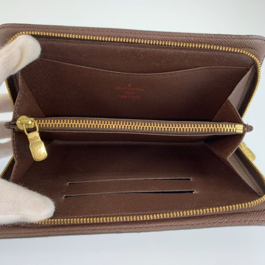 Louis Vuitton Damier Porte Monnaie Zip Wallet Zippy Brown Gold — view 4