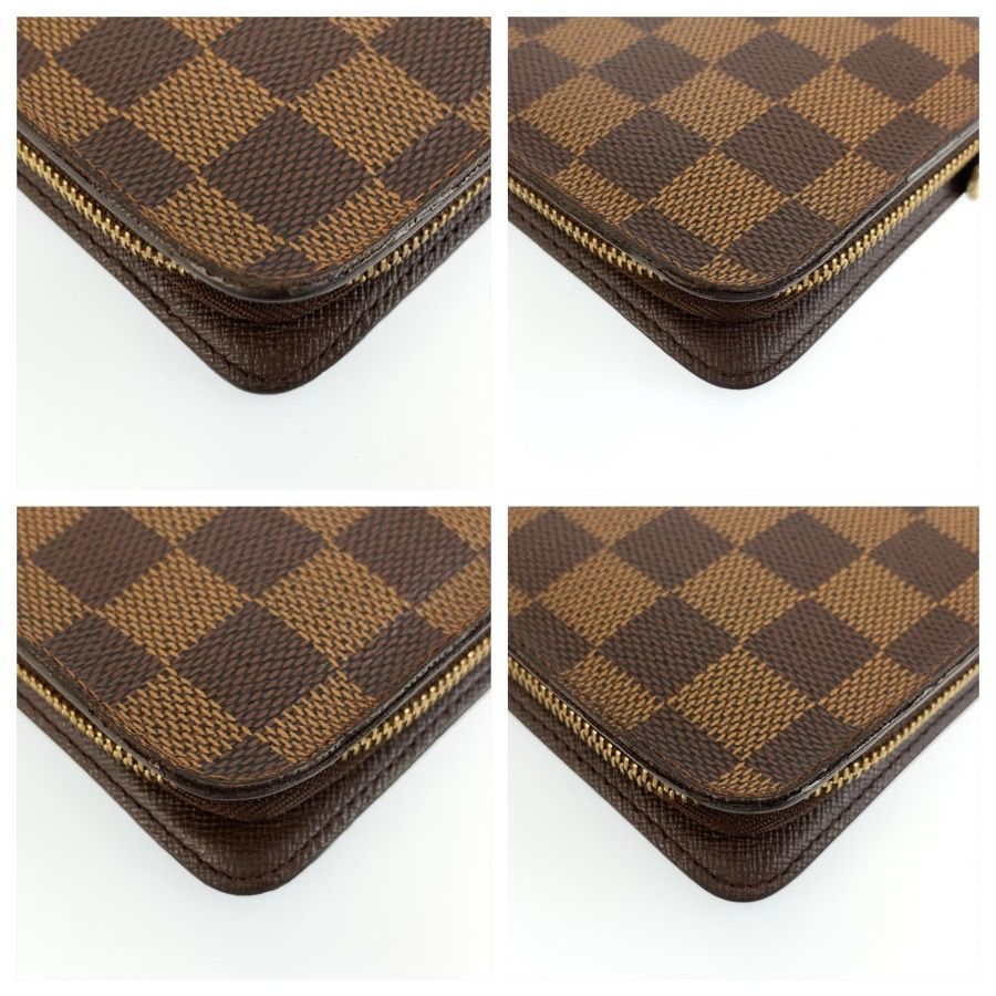 Louis Vuitton Damier Porte Monnaie Zip Wallet Zippy Brown Gold — view 7