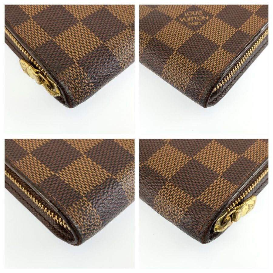 Louis Vuitton Damier Porte Monnaie Zip Wallet Zippy Brown Gold — view 6