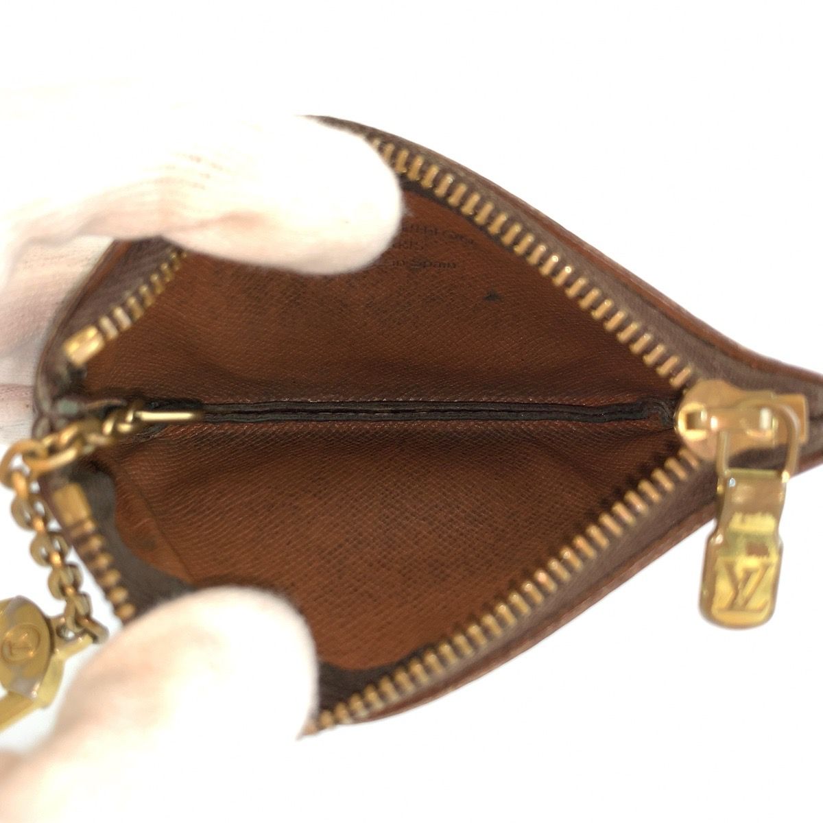 Louis Vuitton Monogram Pochette Cles Key Case Coin Purse Brown Gold — view 5