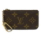 Louis Vuitton Monogram Pochette Cles Key Case Coin Purse Brown Gold