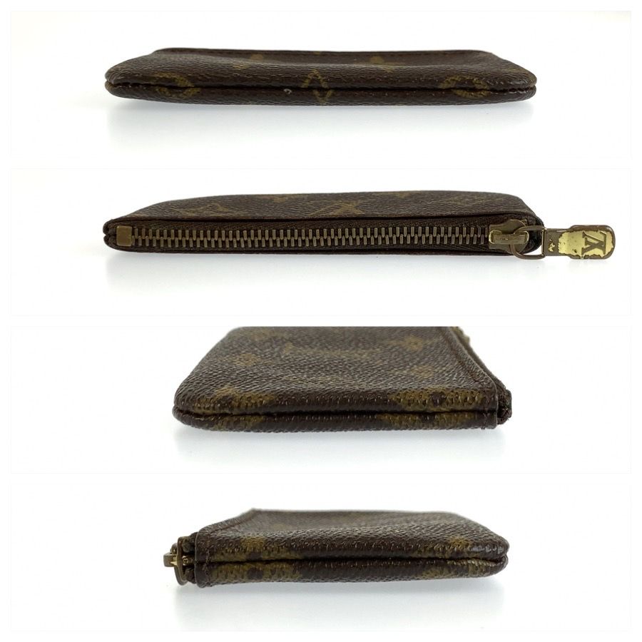 Louis Vuitton Monogram Pochette Cles Key Case Coin Purse Brown Gold — view 7