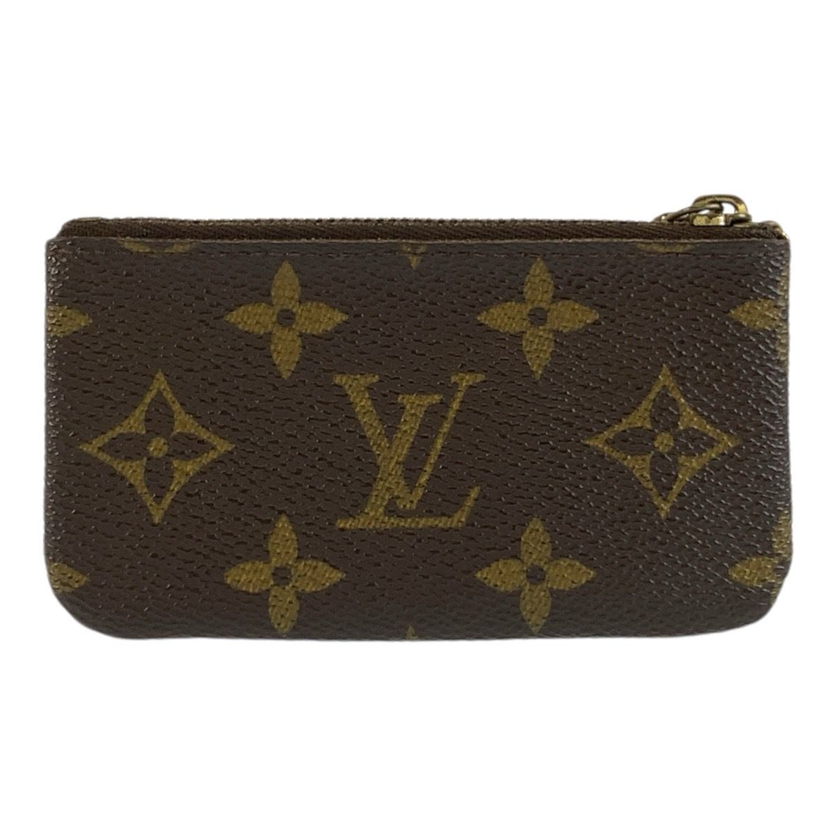 Louis Vuitton Monogram Pochette Cles Key Case Coin Purse Brown Gold — view 2