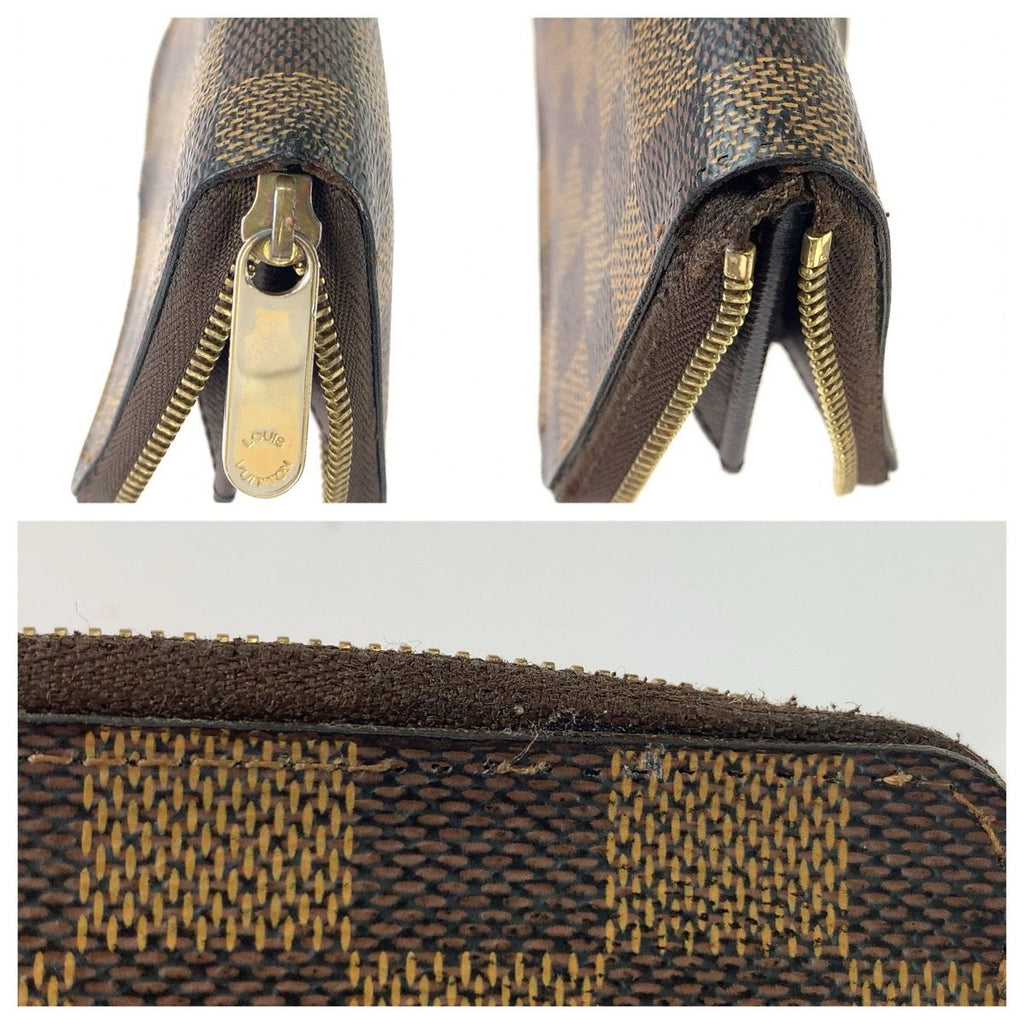 Louis Vuitton Damier Zippy Coin Purse Card Case Brown Gold — view 8