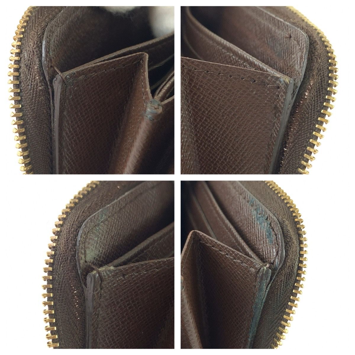 Louis Vuitton Damier Zippy Coin Purse Card Case Brown Gold — view 7