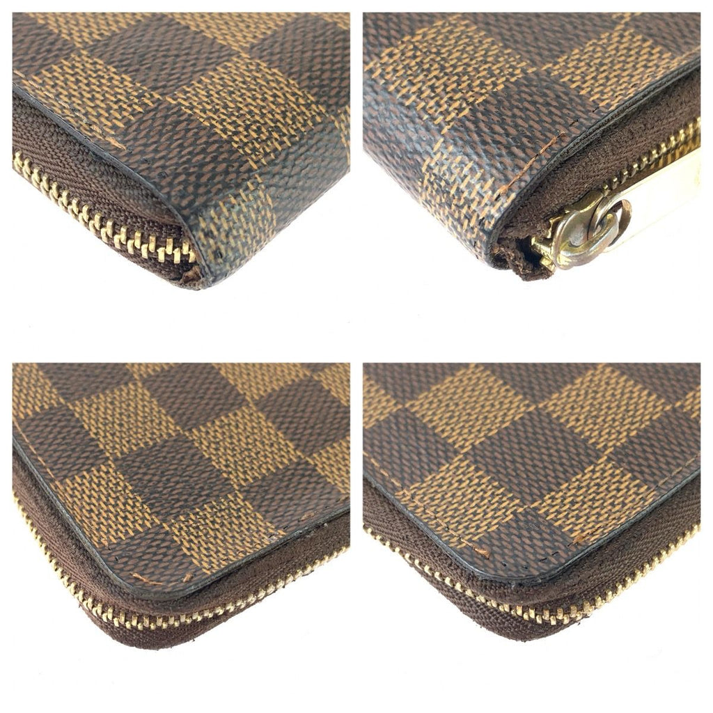Louis Vuitton Damier Zippy Coin Purse Card Case Brown Gold — view 4
