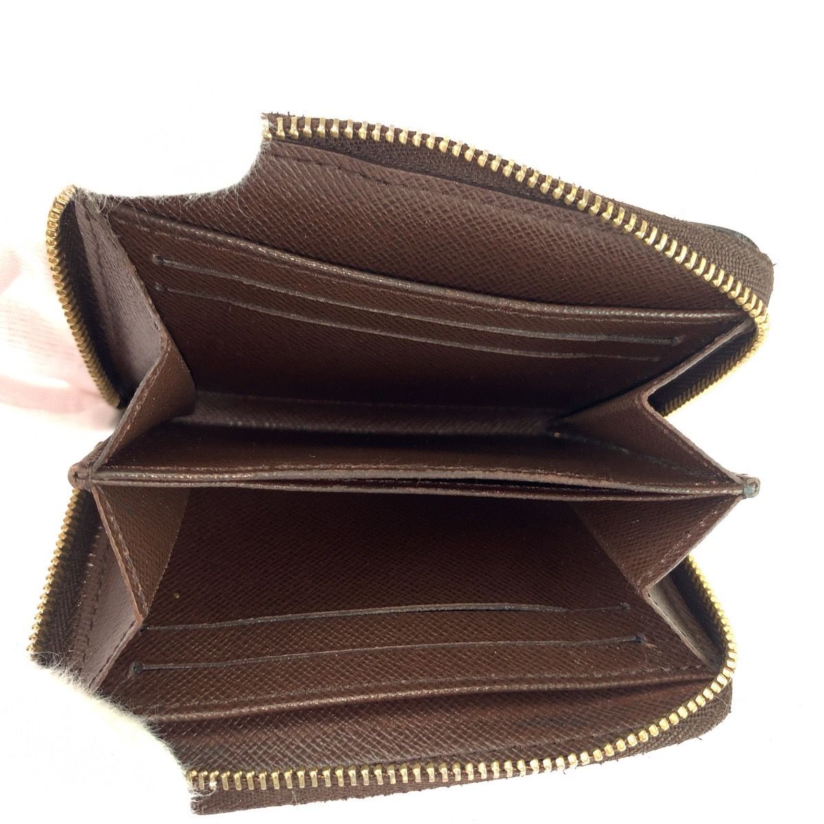 Louis Vuitton Damier Zippy Coin Purse Card Case Brown Gold — view 6