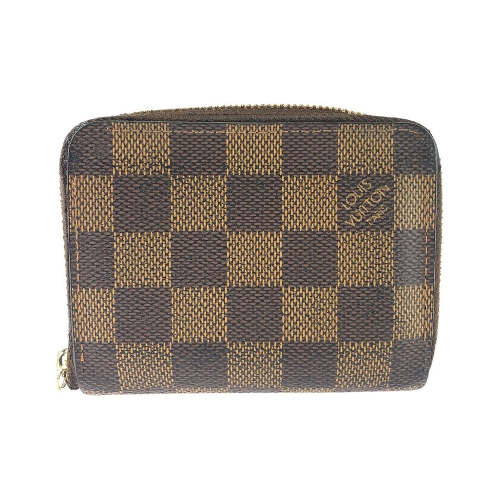 Louis Vuitton Damier Zippy Coin Purse Card Case Brown Gold