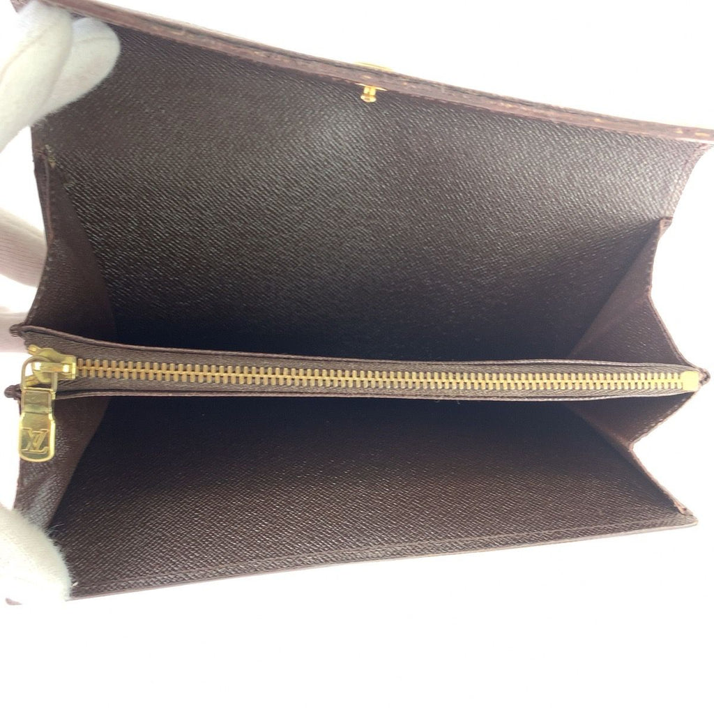 Louis Vuitton Damier Pochette Porte Monnaie Credit Wallet Brown Gold — view 7