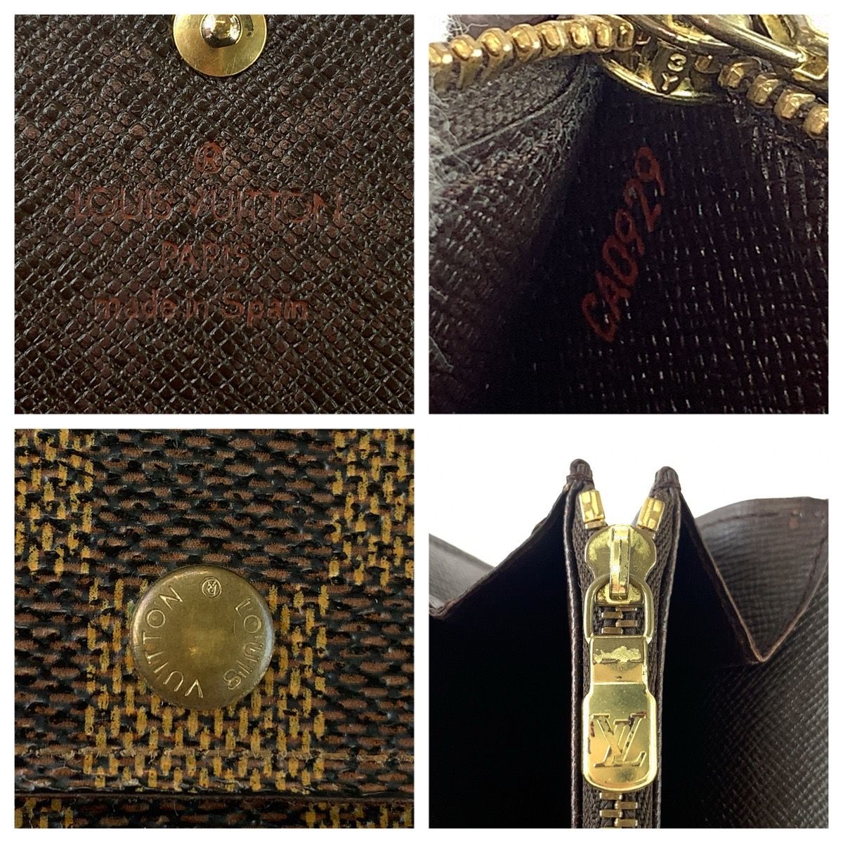Louis Vuitton Damier Pochette Porte Monnaie Credit Wallet Brown Gold — view 5