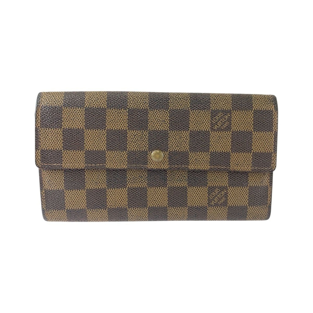 Louis Vuitton Damier Pochette Porte Monnaie Credit Wallet Brown Gold