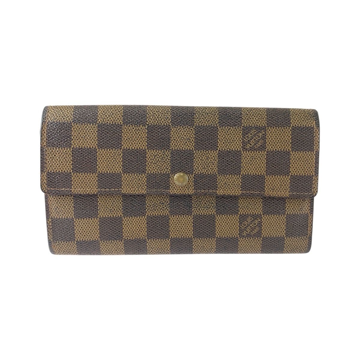 Louis Vuitton Damier Pochette Porte Monnaie Credit Wallet Brown Gold