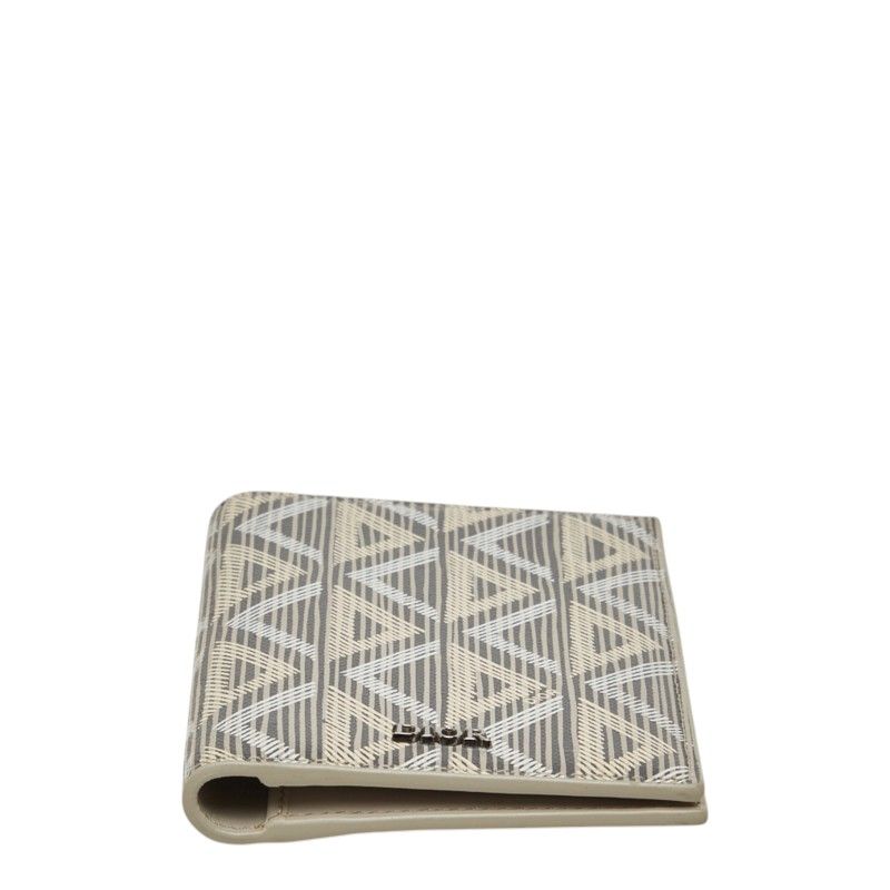 Dior CD Diamond Vertical Long Card Case Gray Beige Leather — view 3