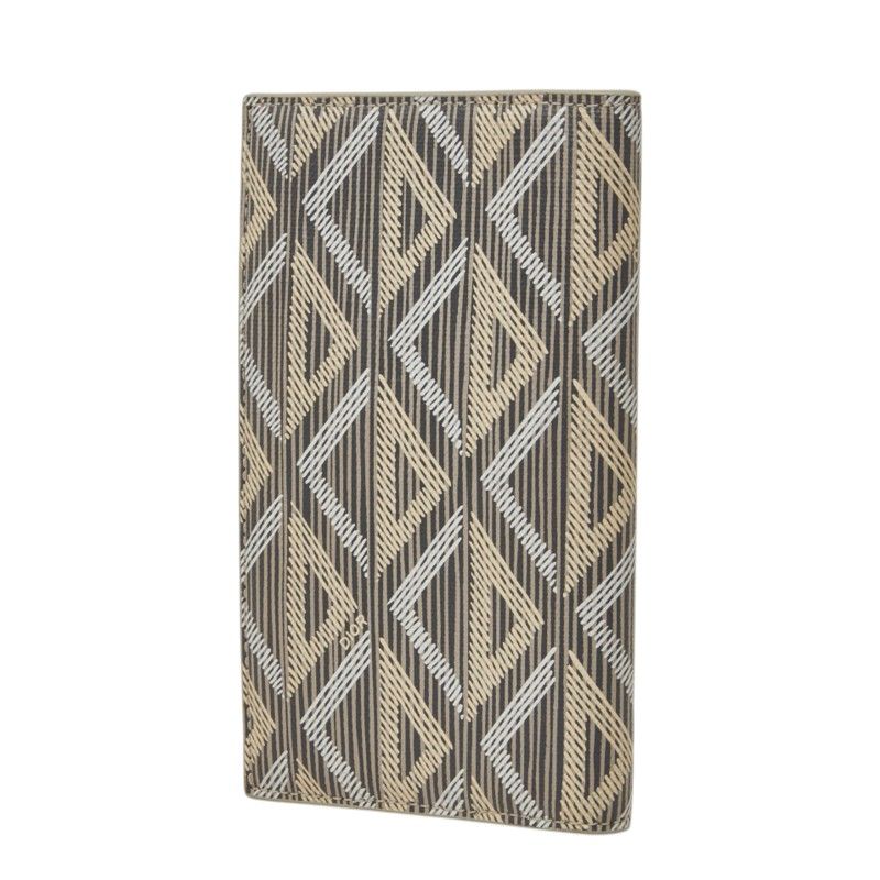 Dior CD Diamond Vertical Long Card Case Gray Beige Leather — view 2