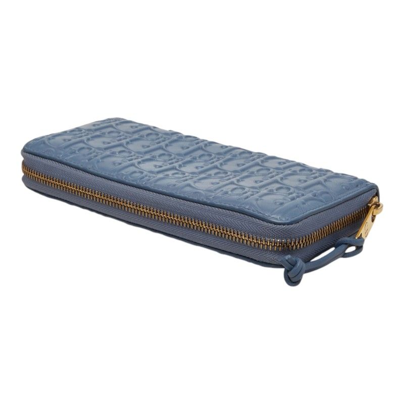 Dior Gravity Out Line Wallet Zip Around Blue Leather — view 5
