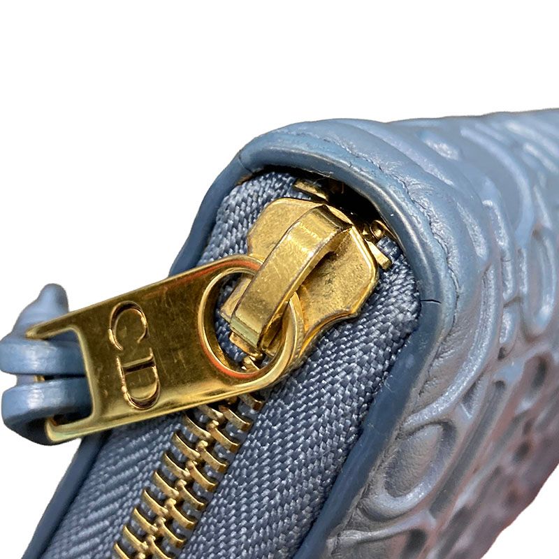 Dior Gravity Out Line Wallet Zip Around Blue Leather — view 7