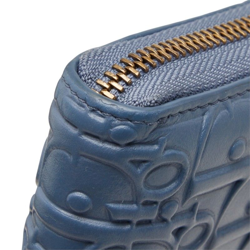 Dior Gravity Out Line Wallet Zip Around Blue Leather — view 6