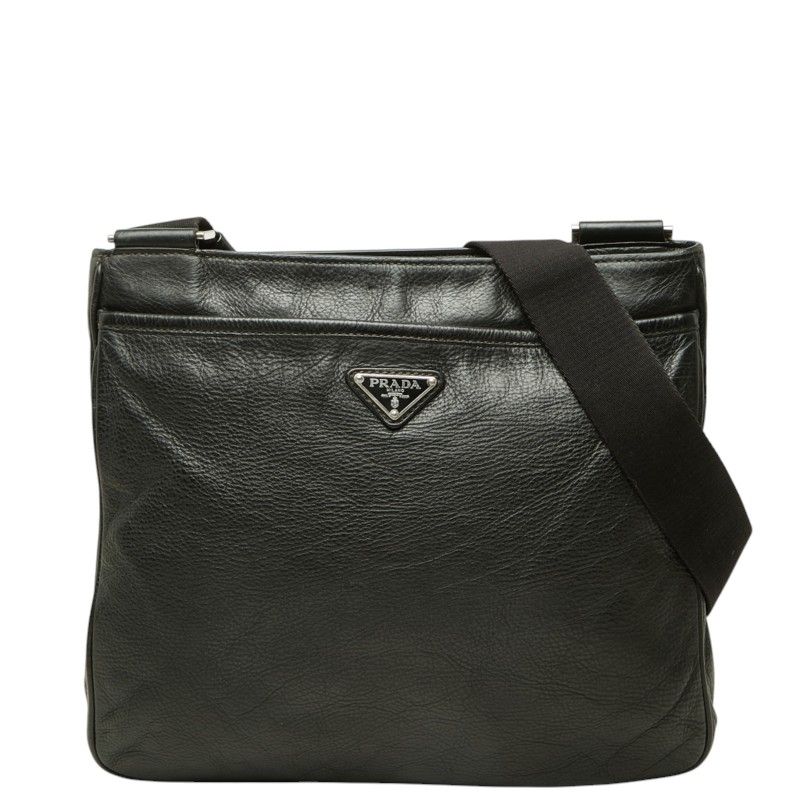 Prada Crossbody Shoulder Bag Black Leather