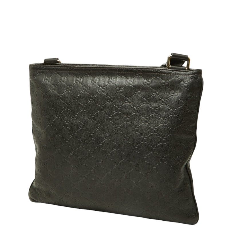 Gucci Guccissima Crossbody Shoulder Bag Dark Brown Leather — view 2