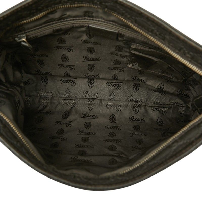 Gucci Guccissima Crossbody Shoulder Bag Dark Brown Leather — view 6