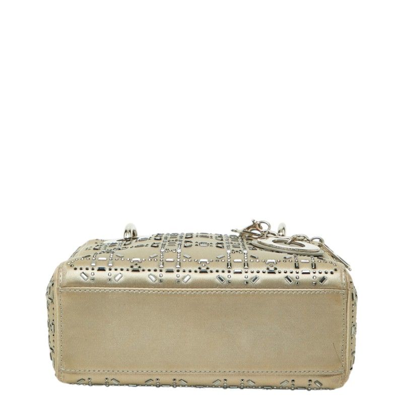 Dior Cannage Lady Dior 2-Way Shoulder Bag Greige Satin — view 3