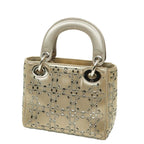 Dior Cannage Lady Dior 2-Way Shoulder Bag Greige Satin — view 2