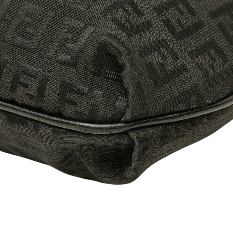 Fendi Zucchino Pattern Crossbody Flap Shoulder Bag Nero Black Canvas Leather — view 4