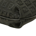 Fendi Zucchino Pattern Crossbody Flap Shoulder Bag Nero Black Canvas Leather — view 4