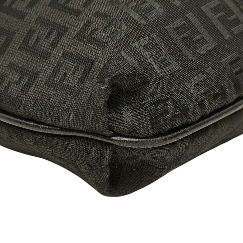Fendi Zucchino Pattern Crossbody Flap Shoulder Bag Nero Black Canvas Leather — view 5